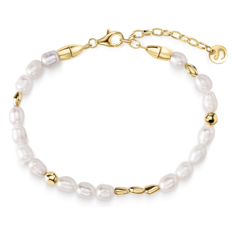 Браслет з перлами зі срібними вставками на застібці Браслет з перлами зі срібними вставками на застібці